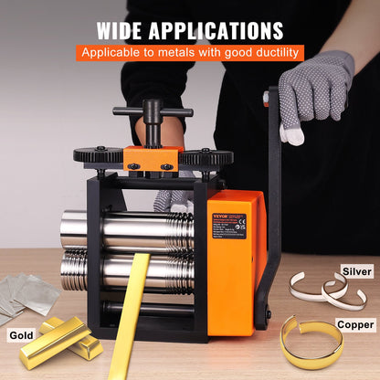 Rolling Mill, 2.95"/75 mm Jewelry Rolling Mill Machine, 1: 2 Gear Ratio, 3-in-1 Multi-function Rolling Mill, 0.03-6.5mm Press Thickness for Metal Jewelry Making Sheet Square Wire Semicircle - Image 6