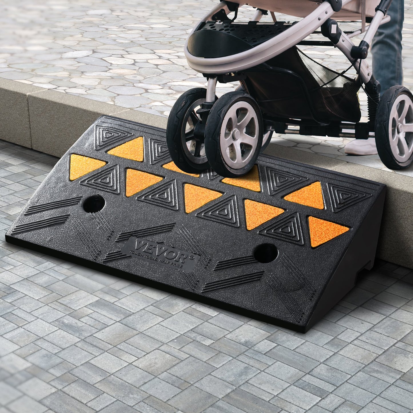 Rubber Curb Ramp 10.8 cm Rise Height Sidewalk Curb Ramp, 30 cm Width 50 cm Length Driveway Ramp for Curb, 15T Heavy Duty Rubber Ramp for Forklifts, Trucks, Buses, Cars, Wheelchairs, Bikes - Image 8