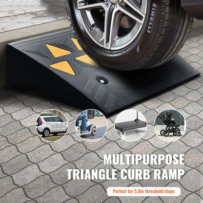 Rubber Curb Ramp 2 Pack, 12.7 cm Rise Height Heavy-Duty 15 tons Load Capacity Threshold Ramps, Driveway Ramps with Stable Grid Structure for Cars, Wheelchairs, Bikes, Motorcycles - Image 2