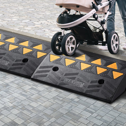 Rubber Curb Ramp 2 Pack, 12.7 cm Rise Height Heavy-Duty 15 tons Load Capacity Threshold Ramps, Driveway Ramps with Stable Grid Structure for Cars, Wheelchairs, Bikes, Motorcycles - Image 8