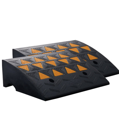 Rubber Curb Ramp 2 Pack, 15.2 cm Rise Height Heavy-Duty 15 tons Load Capacity Threshold Ramps, Driveway Ramps with Stable Grid Structure for Cars, Wheelchairs, Bikes, Motorcycles