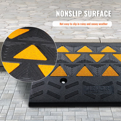Rubber Curb Ramp 2 Pack, 15.2 cm Rise Height Heavy-Duty 15 tons Load Capacity Threshold Ramps, Driveway Ramps with Stable Grid Structure for Cars, Wheelchairs, Bikes, Motorcycles - Image 4