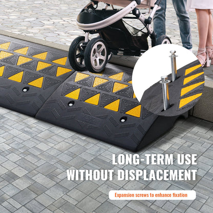 Rubber Curb Ramp 2 Pack, 15.2 cm Rise Height Heavy-Duty 15 tons Load Capacity Threshold Ramps, Driveway Ramps with Stable Grid Structure for Cars, Wheelchairs, Bikes, Motorcycles - Image 6