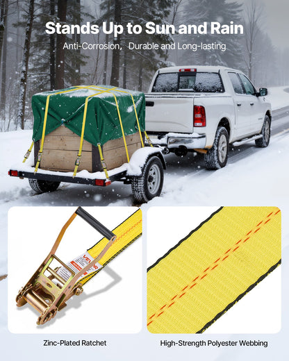 Ratchet Straps, 50.8 mm x 9.1 m, Heavy Duty Tie Down Straps with Double J Hook, 4536 kg Break Strength, Tie Down Ratcheting for Moving, Trailers, Motorcycles, Kayaks, Car Roof, 10 Pack - Image 4