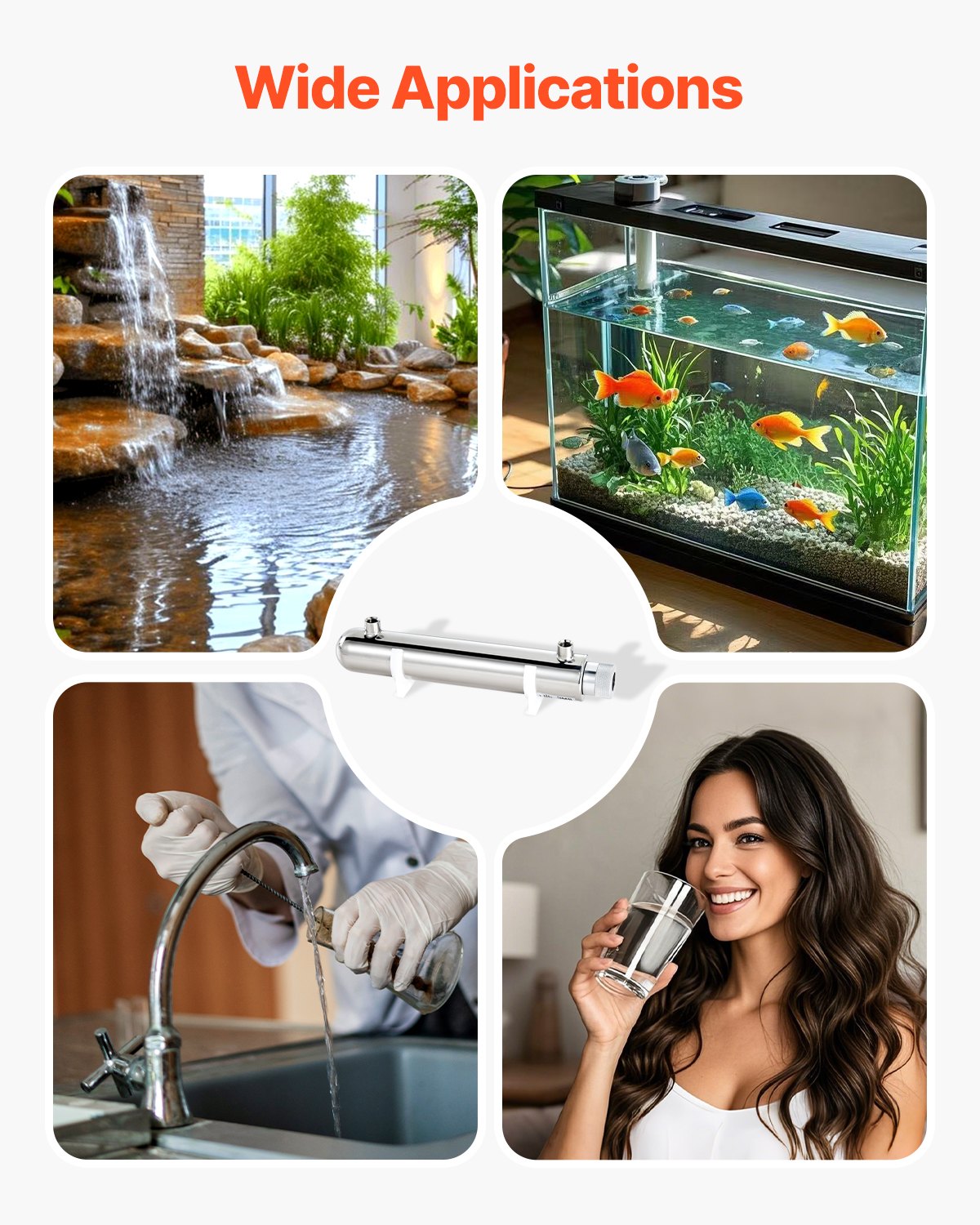 UV Water Purifier, 12W 1GPM, 220V Versatile Ultraviolet Water Purifier Filter with Stainless Steel Housing, Whole House UV Water Filter with Quartz Sleeve Fit for Shower/Drinking/Cleaning - Image 5
