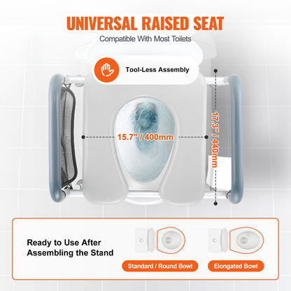 Raised Toilet Seat, 7-Position Height Adjustment 655-805 Mm, 158.7 kg Weight Capacity, with Comfort Padded Aluminum Frame, Universal Toilet Seat Riser, for Elderly, Handicap, Pregnant, Medical - Image 4
