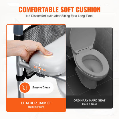Raised Toilet Seat, 7-Position Height Adjustment 655-805 Mm, 158.7 kg Weight Capacity, with Comfort Padded Aluminum Frame, Universal Toilet Seat Riser, for Elderly, Handicap, Pregnant, Medical - Image 5