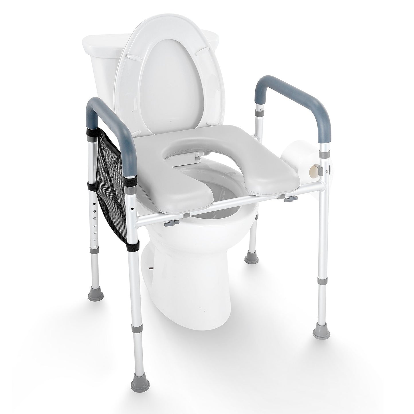 Raised Toilet Seat, 7-Position Height Adjustment 655-805 Mm, 158.7 kg Weight Capacity, with Comfort Padded Aluminum Frame, Universal Toilet Seat Riser, for Elderly, Handicap, Pregnant, Medical - Image 9