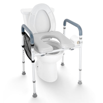 Raised Toilet Seat, 7-Position Height Adjustment 655-805 Mm, 158.7 kg Weight Capacity, with Comfort Padded Aluminum Frame, Universal Toilet Seat Riser, for Elderly, Handicap, Pregnant, Medical - Image 9