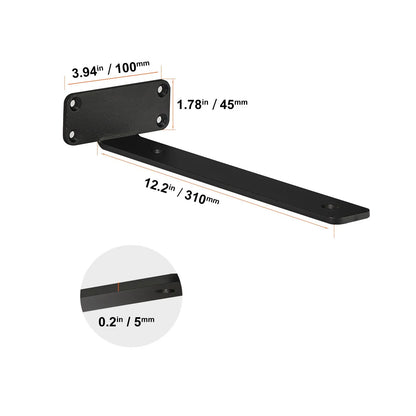 Shelf Bracket, 31cmL x 10cmW x 4.5cmH 6 Pcs, Heavy Duty Floating Shelf Brackets, Brackets for Shelves, 5mm Thick Matte Black L Shelf Bracket,Steel Shelving Brackets with 72.6 kg Load Capacity - Image 8