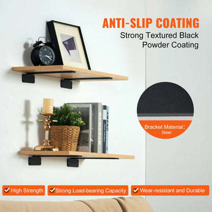 Shelf Bracket, 21cmL x 10cmW x 4.5cmH 6 Pcs, Heavy Duty Floating Shelf Brackets, Brackets for Shelves, 5mm Thick Matte Black L Shelf Bracket,Steel Shelving Brackets with 72.6 kg Load Capacity - Image 4