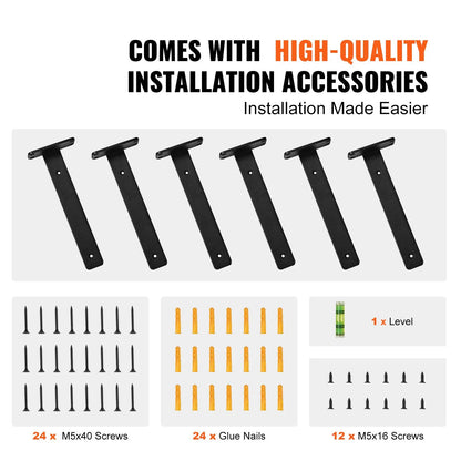 Shelf Bracket, 21cmL x 10cmW x 4.5cmH 6 Pcs, Heavy Duty Floating Shelf Brackets, Brackets for Shelves, 5mm Thick Matte Black L Shelf Bracket,Steel Shelving Brackets with 72.6 kg Load Capacity - Image 6