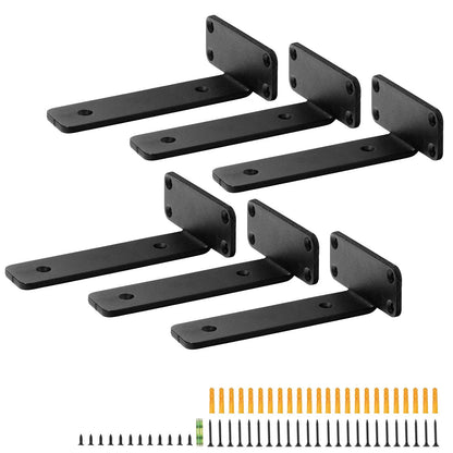 Shelf Bracket, 21cmL x 10cmW x 4.5cmH 6 Pcs, Heavy Duty Floating Shelf Brackets, Brackets for Shelves, 5mm Thick Matte Black L Shelf Bracket,Steel Shelving Brackets with 72.6 kg Load Capacity - Image 9