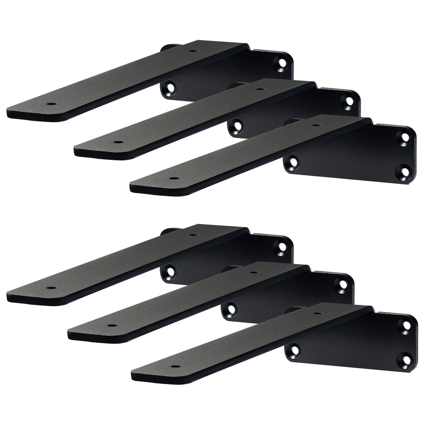 Shelf Bracket, 16cmL x 10cmW x 4.5cmH 6 Pcs, Heavy Duty Floating Shelf Brackets, Brackets for Shelves, 5mm Thick Matte Black L Shelf Bracket,Steel Shelving Brackets with 72.6 kg Load Capacity