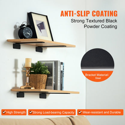 Shelf Bracket, 16cmL x 10cmW x 4.5cmH 6 Pcs, Heavy Duty Floating Shelf Brackets, Brackets for Shelves, 5mm Thick Matte Black L Shelf Bracket,Steel Shelving Brackets with 72.6 kg Load Capacity - Image 4