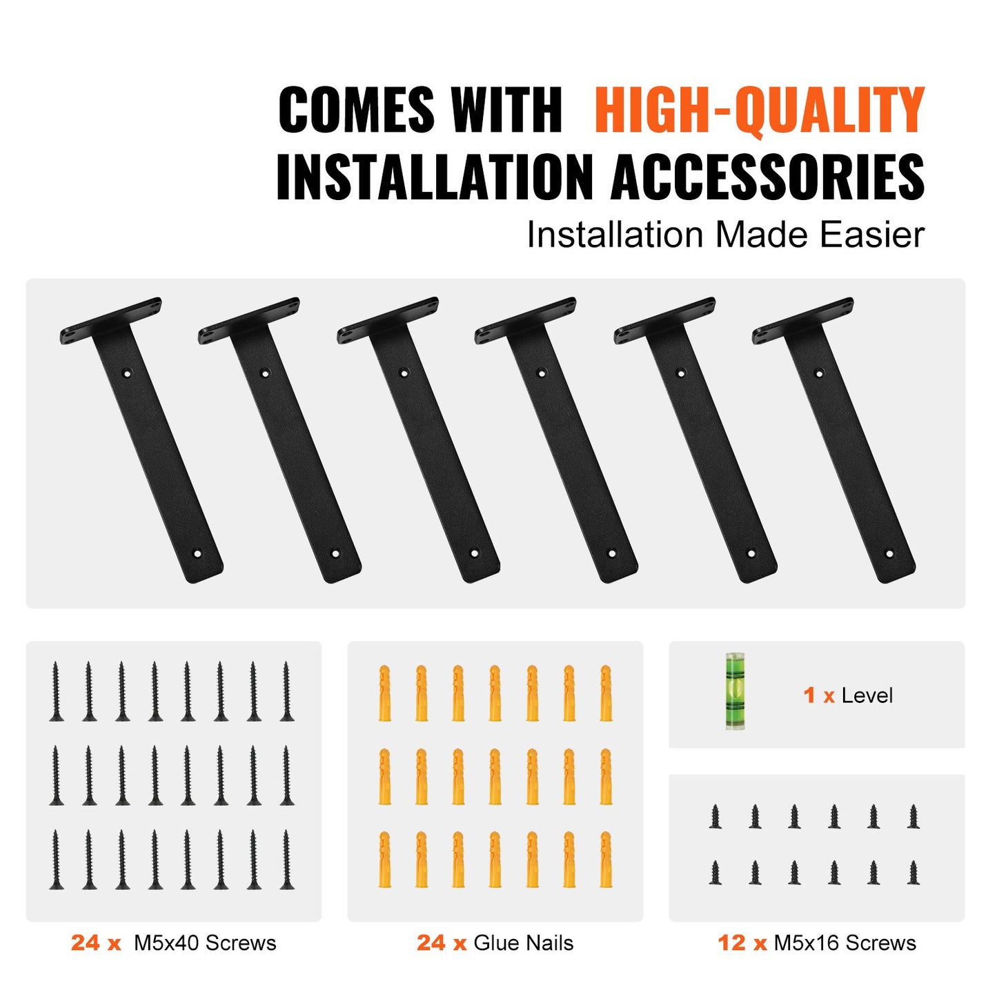 Shelf Bracket, 16cmL x 10cmW x 4.5cmH 6 Pcs, Heavy Duty Floating Shelf Brackets, Brackets for Shelves, 5mm Thick Matte Black L Shelf Bracket,Steel Shelving Brackets with 72.6 kg Load Capacity - Image 6