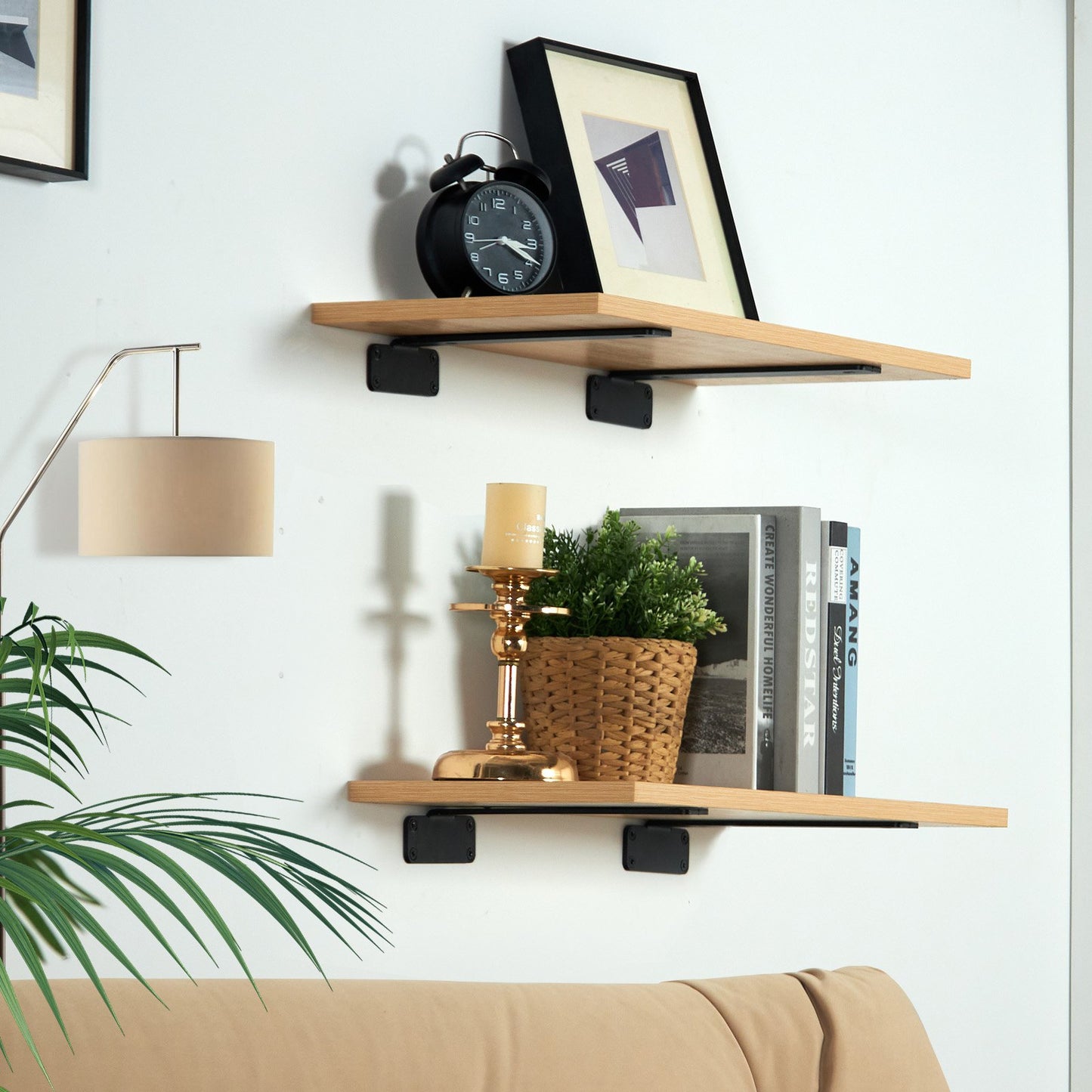 Shelf Bracket, 16cmL x 10cmW x 4.5cmH 6 Pcs, Heavy Duty Floating Shelf Brackets, Brackets for Shelves, 5mm Thick Matte Black L Shelf Bracket,Steel Shelving Brackets with 72.6 kg Load Capacity - Image 8