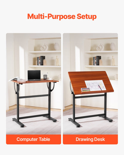 Drafting Table Adjustable 0°–90° Tilt Wooden Drawing Desk with H-Frame - Image 6