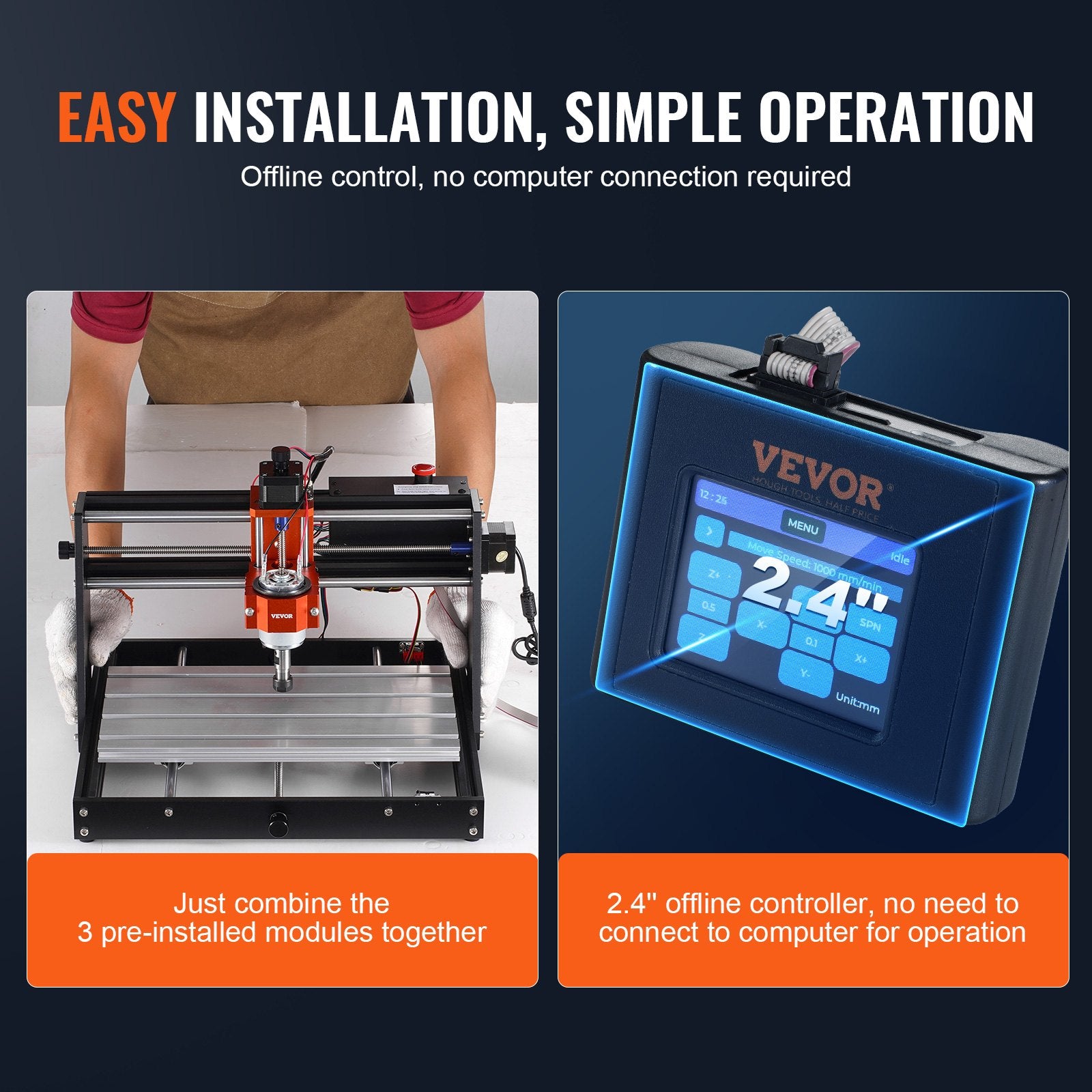CNC Router Machine, 120W, 3 Axis GRBL Control Wood Engraving Carving Milling Machine Kit, 11.81 x 7.87 x 2.83 in / 300 x 200 x 72 mm Working Area 1200 RPM for Wood Acrylic MDF PVC Plastic Foam - Image 5