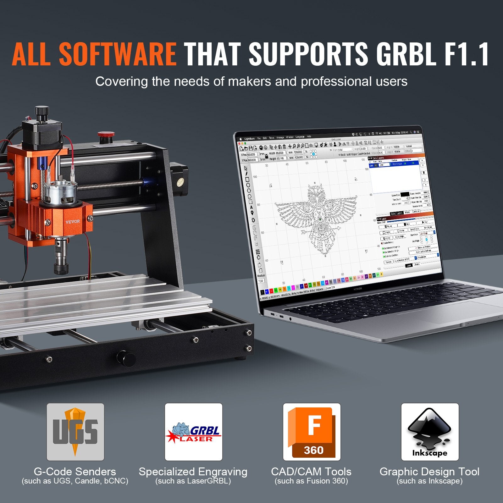 CNC Router Machine, 120W, 3 Axis GRBL Control Wood Engraving Carving Milling Machine Kit, 11.81 x 7.87 x 2.83 in / 300 x 200 x 72 mm Working Area 1200 RPM for Wood Acrylic MDF PVC Plastic Foam - Image 6