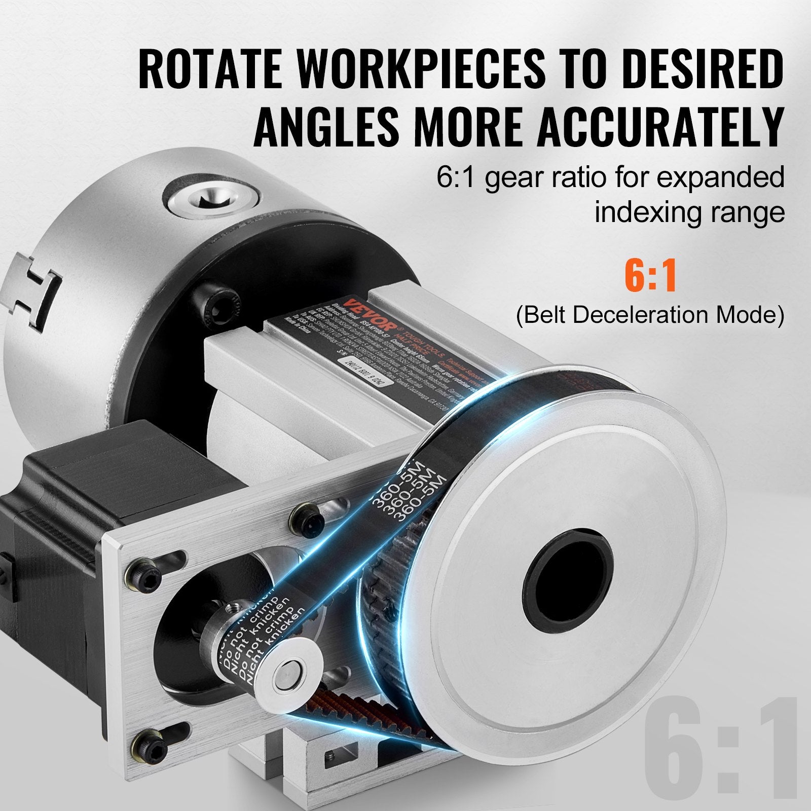 Dividing Head, K11-100mm 3-Jaw Chuck, CNC Router Milling Machine Rotational Axis 4th Axis A Axis Indexing Head, 65 mm Center Height MT2 Tailstock 6:1 Gear Ratio, Universal for Engraving - Image 3