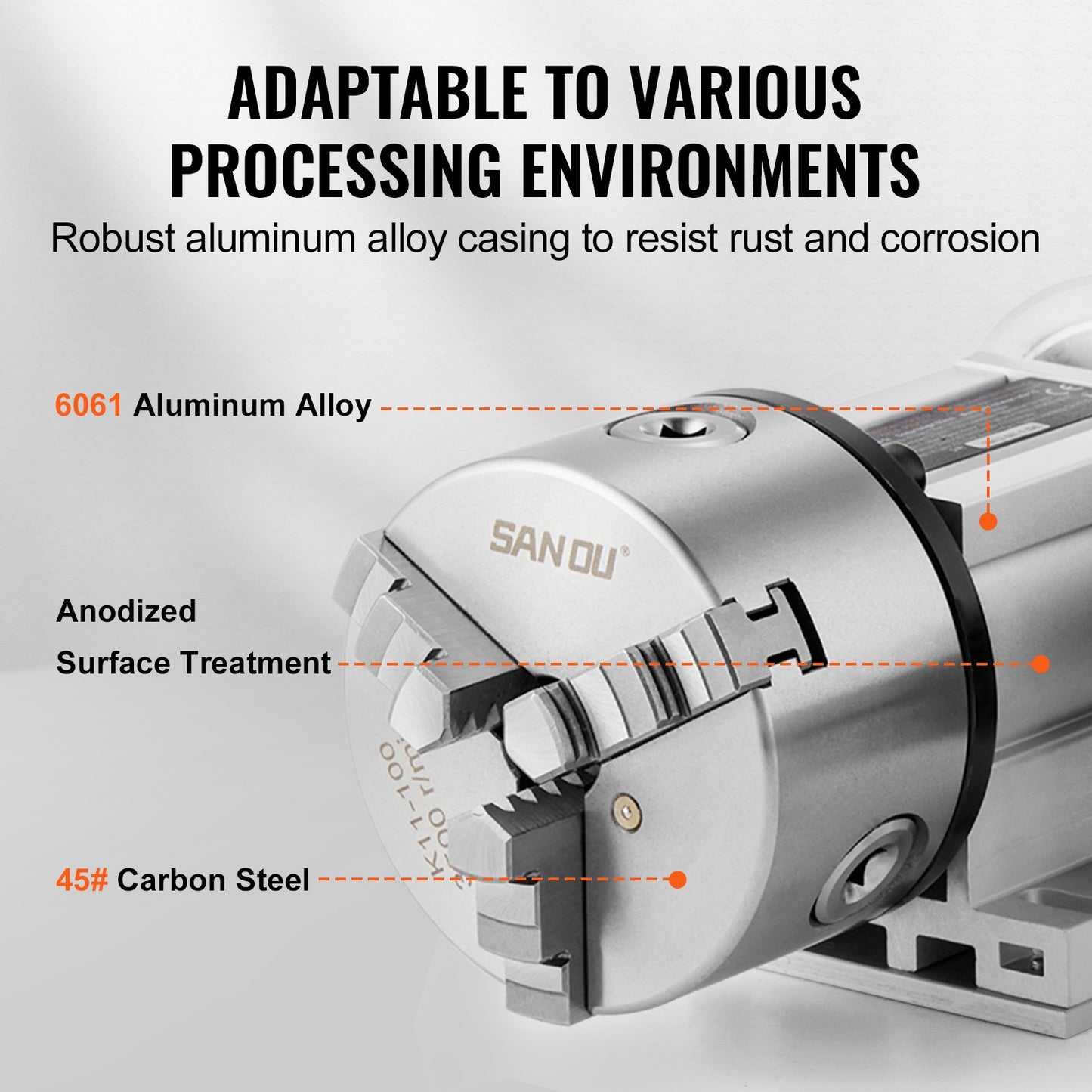 Dividing Head, K11-100mm 3-Jaw Chuck, CNC Router Milling Machine Rotational Axis 4th Axis A Axis Indexing Head, 65 mm Center Height MT2 Tailstock 6:1 Gear Ratio, Universal for Engraving - Image 5