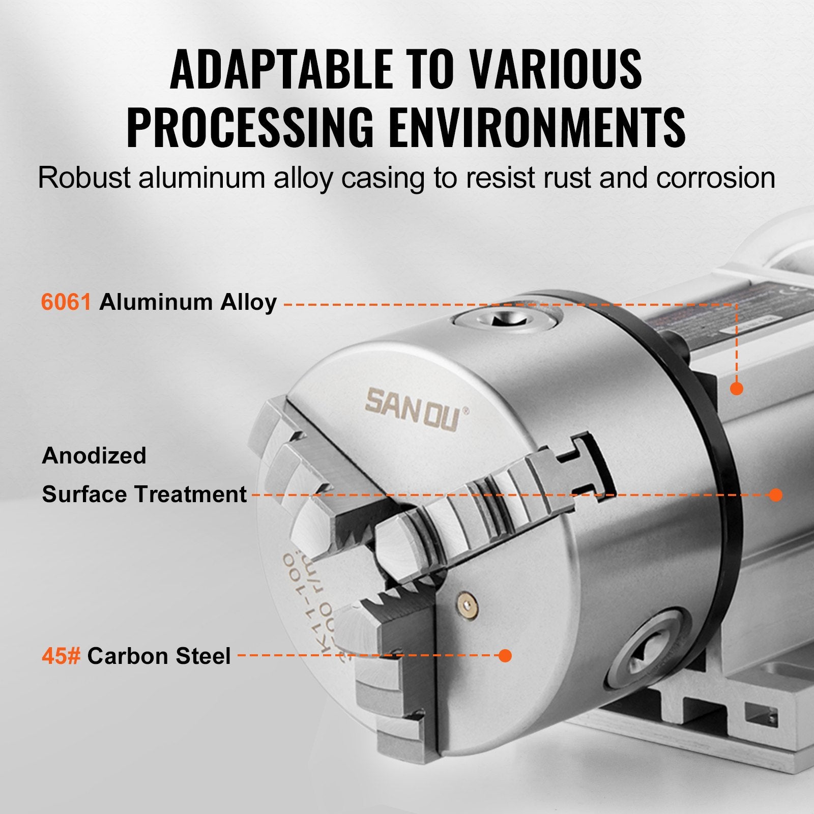 Dividing Head, K11-100mm 3-Jaw Chuck, CNC Router Milling Machine Rotational Axis 4th Axis A Axis Indexing Head, 65 mm Center Height MT2 Tailstock 6:1 Gear Ratio, Universal for Engraving - Image 5