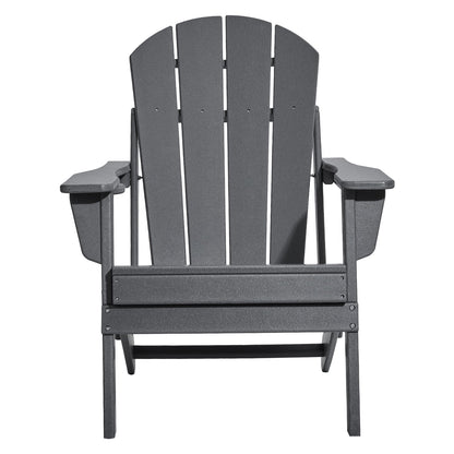 Adirondack Chair Plastic, Set of 2 All-Weather Portable Folding Fire Pit Chair, Outdoor Adirondack Patio Chair with Cup Holder, with Relaxing Arm Rest Ergonomic, for Garden, Backyard - Gray - Image 9