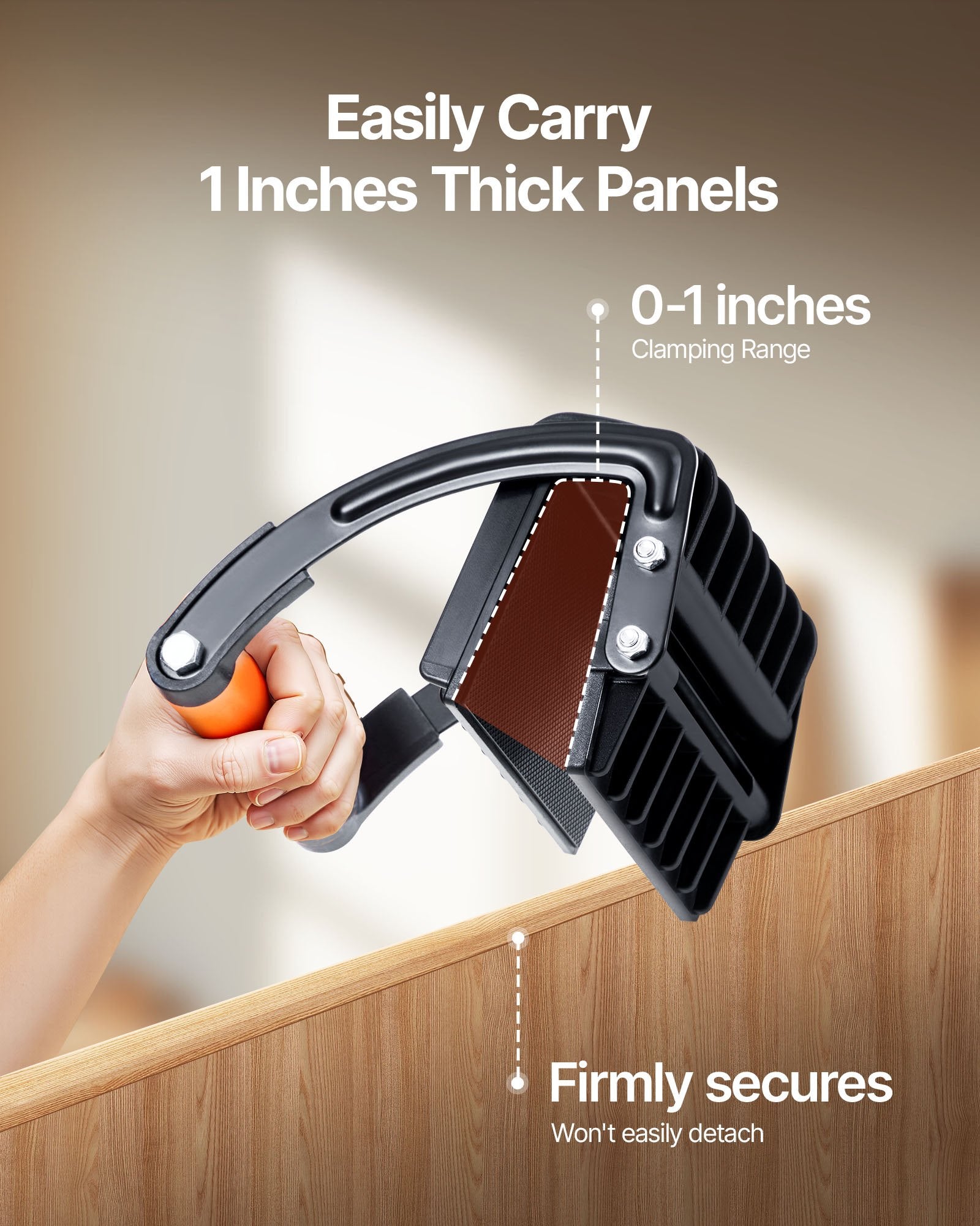 Plywood Carrier, 90.7 kg Single Clamp Capacity, 2 Pack Adjustable Drywall Carrying Tool for 0-25.4 mm Thickness Boards, Plywood Carrier with Non-Slip Grips for Plastic Boards, Plywood, Drywall - Image 3