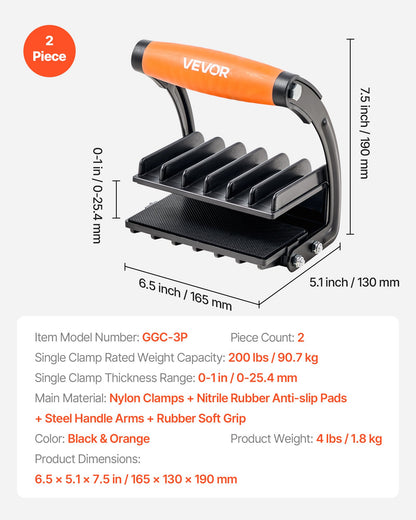 Plywood Carrier, 90.7 kg Single Clamp Capacity, 2 Pack Adjustable Drywall Carrying Tool for 0-25.4 mm Thickness Boards, Plywood Carrier with Non-Slip Grips for Plastic Boards, Plywood, Drywall - Image 7