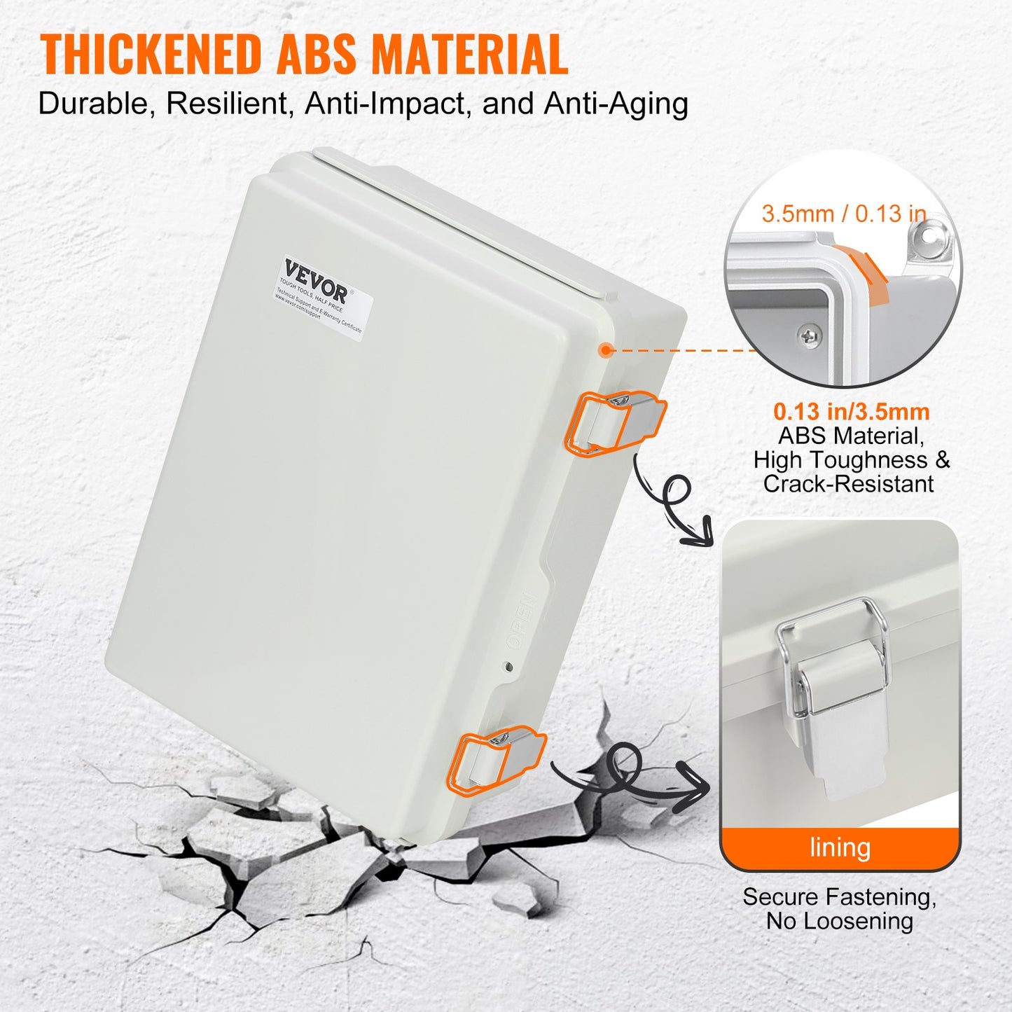 Outdoor Electrical Junction Box, 300 x 200 x 180 mm, ABS Plastic Electrical Enclosure Box with Hinged Cover Stainless Steel Latch, IP67 Dustproof Waterproof for Outdoor Electrical Projects - Image 4