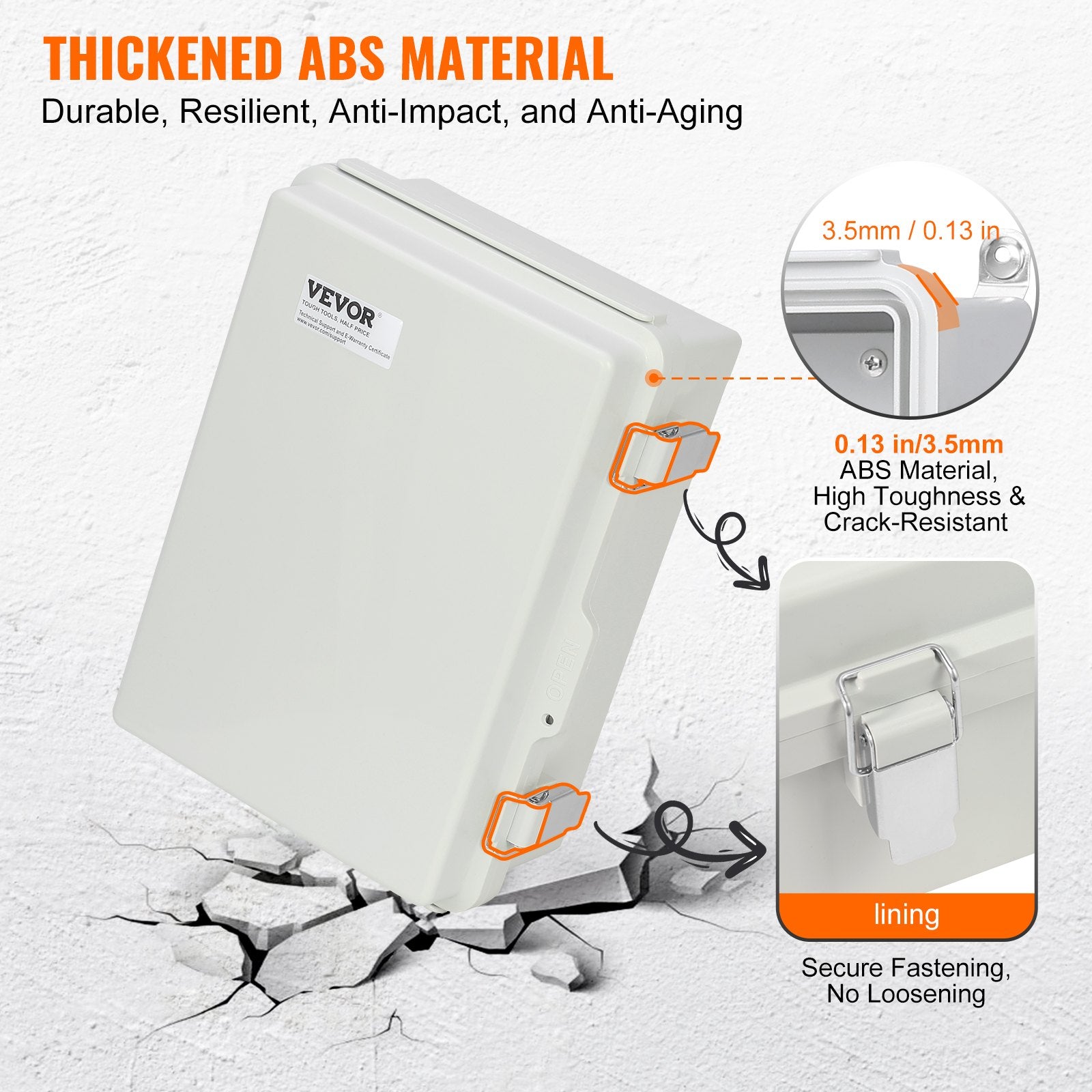 Outdoor Electrical Junction Box, 300 x 200 x 180 mm, ABS Plastic Electrical Enclosure Box with Hinged Cover Stainless Steel Latch, IP67 Dustproof Waterproof for Outdoor Electrical Projects - Image 4