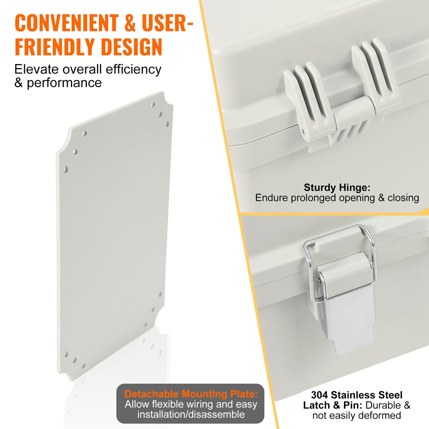Outdoor Electrical Junction Box, 300 x 200 x 180 mm, ABS Plastic Electrical Enclosure Box with Hinged Cover Stainless Steel Latch, IP67 Dustproof Waterproof for Outdoor Electrical Projects - Image 5