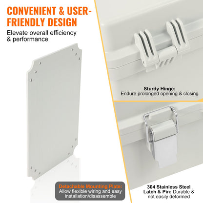 Outdoor Electrical Junction Box, 300 x 200 x 180 mm, ABS Plastic Electrical Enclosure Box with Hinged Cover Stainless Steel Latch, IP67 Dustproof Waterproof for Outdoor Electrical Projects - Image 5