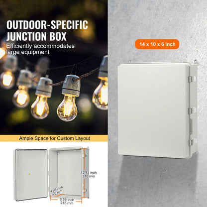 Outdoor Electrical Junction Box, 350 x 250 x 150 mm, ABS Plastic Electrical Enclosure Box with Hinged Cover Stainless Steel Latch, IP67 Dustproof Waterproof for Outdoor Electrical Projects - Image 2