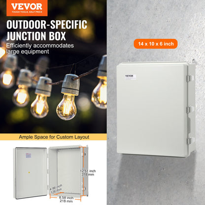 Outdoor Electrical Junction Box, 350 x 250 x 150 mm, ABS Plastic Electrical Enclosure Box with Hinged Cover Stainless Steel Latch, IP67 Dustproof Waterproof for Outdoor Electrical Projects - Image 2