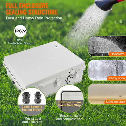 Outdoor Electrical Junction Box, 350 x 250 x 150 mm, ABS Plastic Electrical Enclosure Box with Hinged Cover Stainless Steel Latch, IP67 Dustproof Waterproof for Outdoor Electrical Projects - Image 3