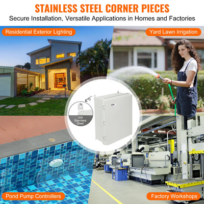 Outdoor Electrical Junction Box, 350 x 250 x 150 mm, ABS Plastic Electrical Enclosure Box with Hinged Cover Stainless Steel Latch, IP67 Dustproof Waterproof for Outdoor Electrical Projects - Image 6