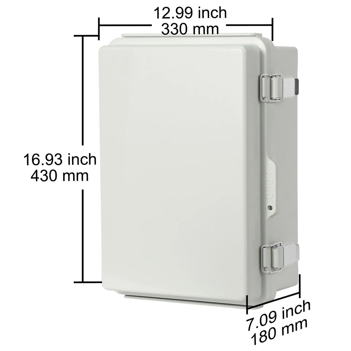 Outdoor Electrical Junction Box, 430 x 330 x 180 mm, ABS Plastic Electrical Enclosure Box with Hinged Cover Stainless Steel Latch, IP67 Dustproof Waterproof for Outdoor Electrical Projects, 17 x 13 x 7 inch - Image 8