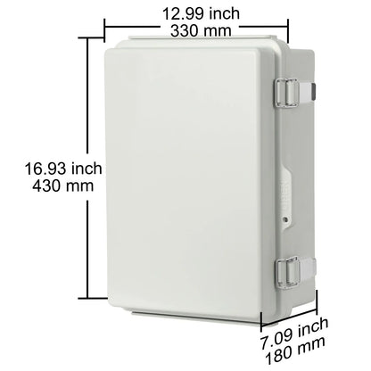 Outdoor Electrical Junction Box, 430 x 330 x 180 mm, ABS Plastic Electrical Enclosure Box with Hinged Cover Stainless Steel Latch, IP67 Dustproof Waterproof for Outdoor Electrical Projects, 17 x 13 x 7 inch - Image 8