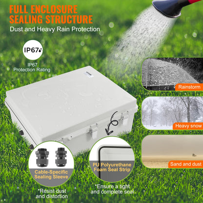 Outdoor Electrical Junction Box, 530 x 430 x 200 mm, ABS Plastic Electrical Enclosure Box with Hinged Cover Stainless Steel Latch, IP67 Dustproof Waterproof for Outdoor Electrical Projects, 21 x 17 x 8 inch - Image 3