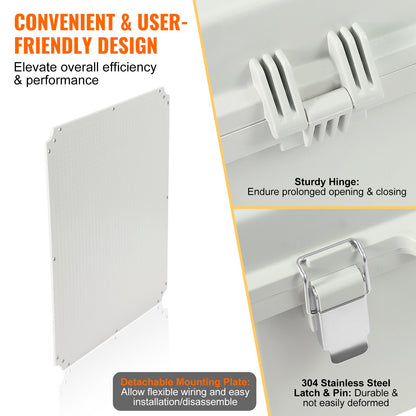 Outdoor Electrical Junction Box, 530 x 430 x 200 mm, ABS Plastic Electrical Enclosure Box with Hinged Cover Stainless Steel Latch, IP67 Dustproof Waterproof for Outdoor Electrical Projects, 21 x 17 x 8 inch - Image 5