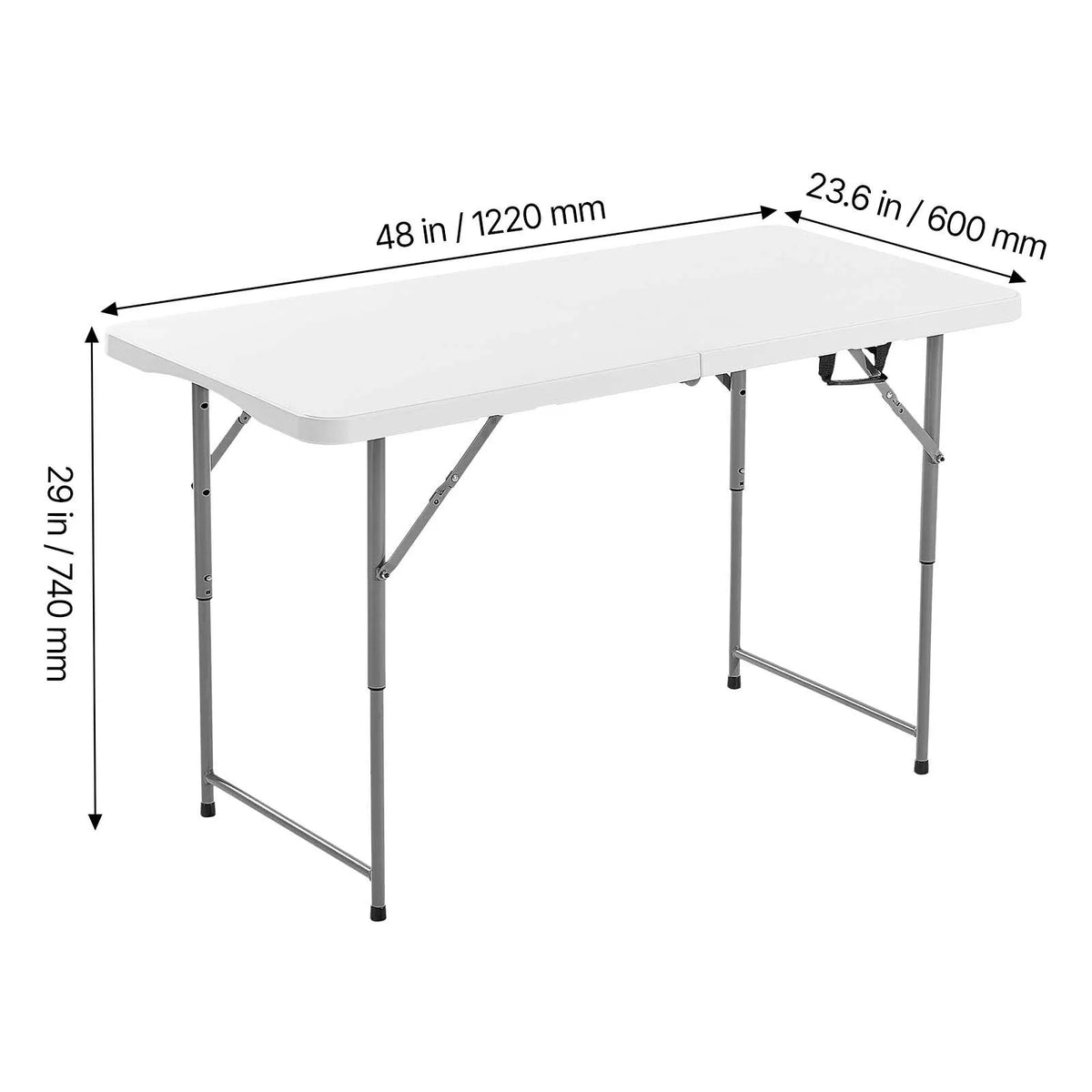 Folding Table, 4 Ft Heavy Duty Portable Fold-in-Half Utility Table, Indoor Outdoor Plastic Rectangle Table with Adjustable Height and Built in Handle, for Party, Dining, Picnic, Camping, White - Image 8