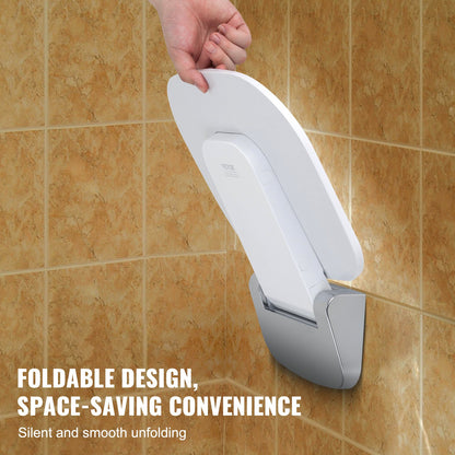 Urea-formaldehyde Folding Shower Seat, 13.6'' x 12.8'' Unfolded, Wall Mounted Fold Up Shower Bench with 450 lbs Load Capacity, Space Saving Fold Down Shower Chair for Seniors Children Adults - Image 4