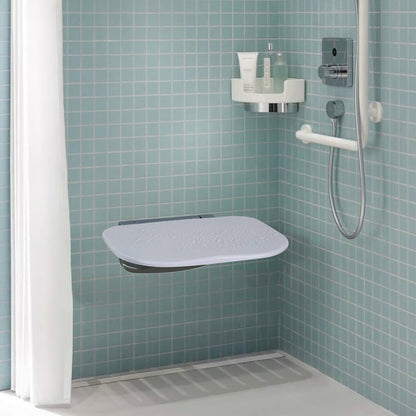 Urea-formaldehyde Folding Shower Seat, 13.6'' x 12.8'' Unfolded, Wall Mounted Fold Up Shower Bench with 450 lbs Load Capacity, Space Saving Fold Down Shower Chair for Seniors Children Adults - Image 8