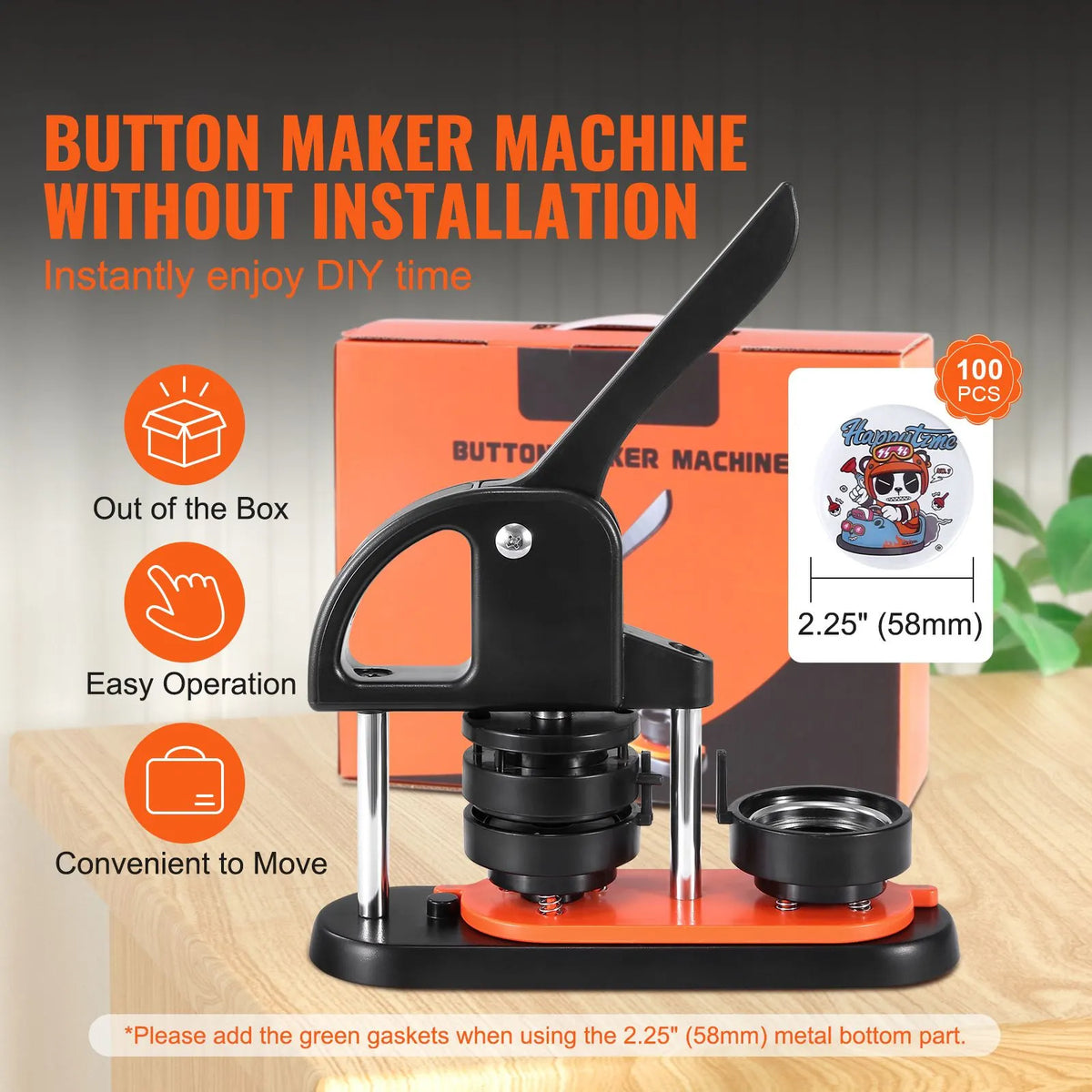 Button Maker Machine, 2.28 inch/58mm Pin Maker, Installation-Free Badge Punch Press Kit, Children DIY Gifts Button Making Supplies with 100pcs Button Parts, Circle Cutter, Magic Book - Image 2