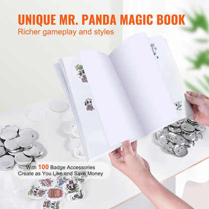Button Maker Machine, 2.28 inch/58mm Pin Maker, Installation-Free Badge Punch Press Kit, Children DIY Gifts Button Making Supplies with 100pcs Button Parts, Circle Cutter, Magic Book - Image 6