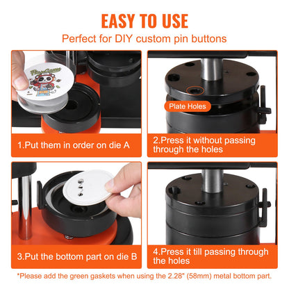 Button Maker Machine, 2.28 inch/58mm Pin Maker, Installation-Free Badge Punch Press Kit, Children DIY Gifts Button Making Supplies with 100pcs Button Parts, Circle Cutter, Magic Book - Image 5