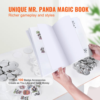 Button Maker Machine, 2.28 inch/58mm Pin Maker, Installation-Free Badge Punch Press Kit, Children DIY Gifts Button Making Supplies with 100pcs Button Parts, Circle Cutter, Magic Book - Image 6