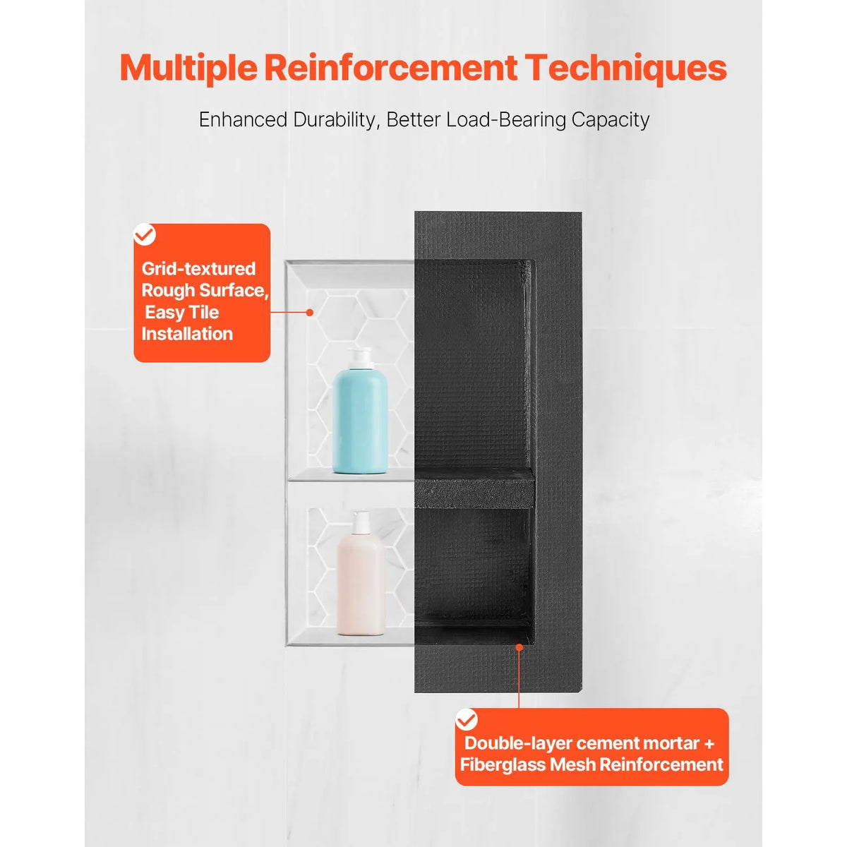 Shower Niche 40.6 x 50.8 x 10.2 cm Recessed Wall Divider Shelf Bathroom - Image 4